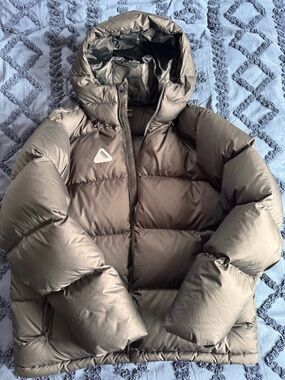 Puffer Jacket in Metallic Taupe